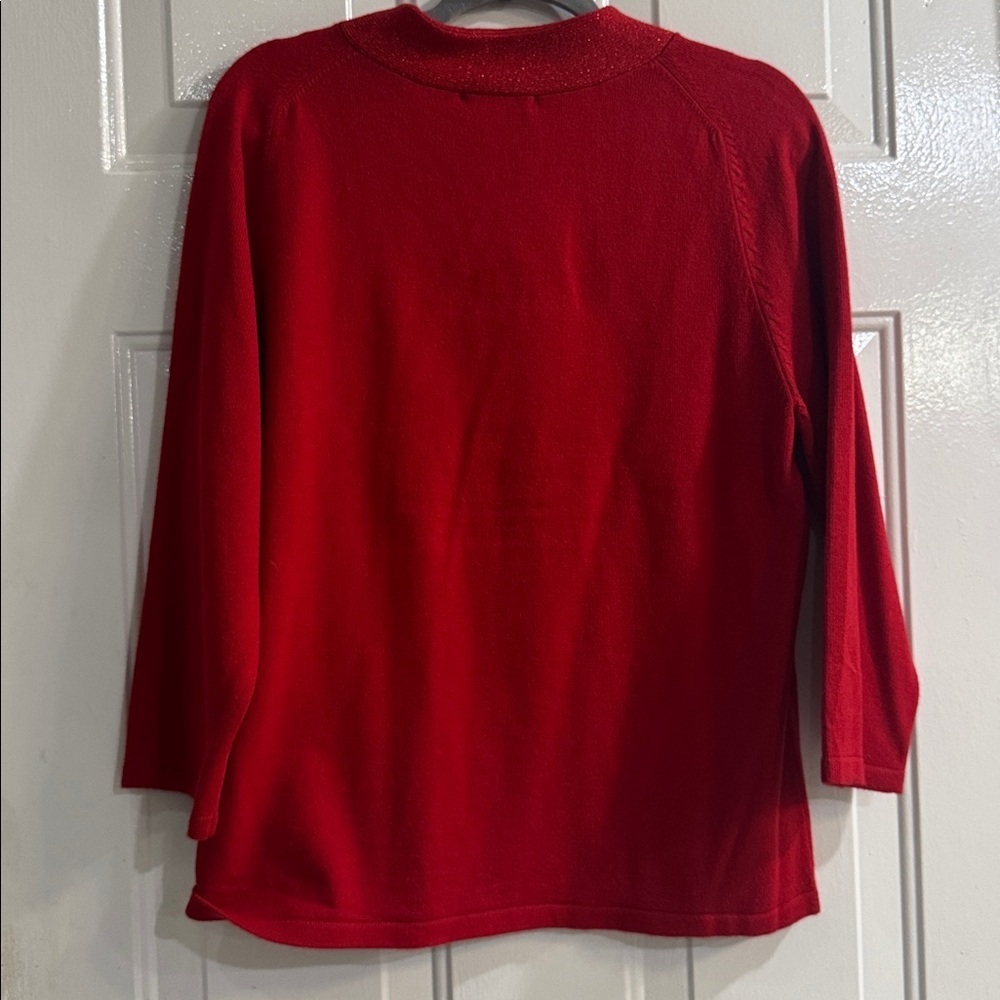 Allison Daley Red V-Neck Sweater with Tie Detail size M - Picture 2 of 8